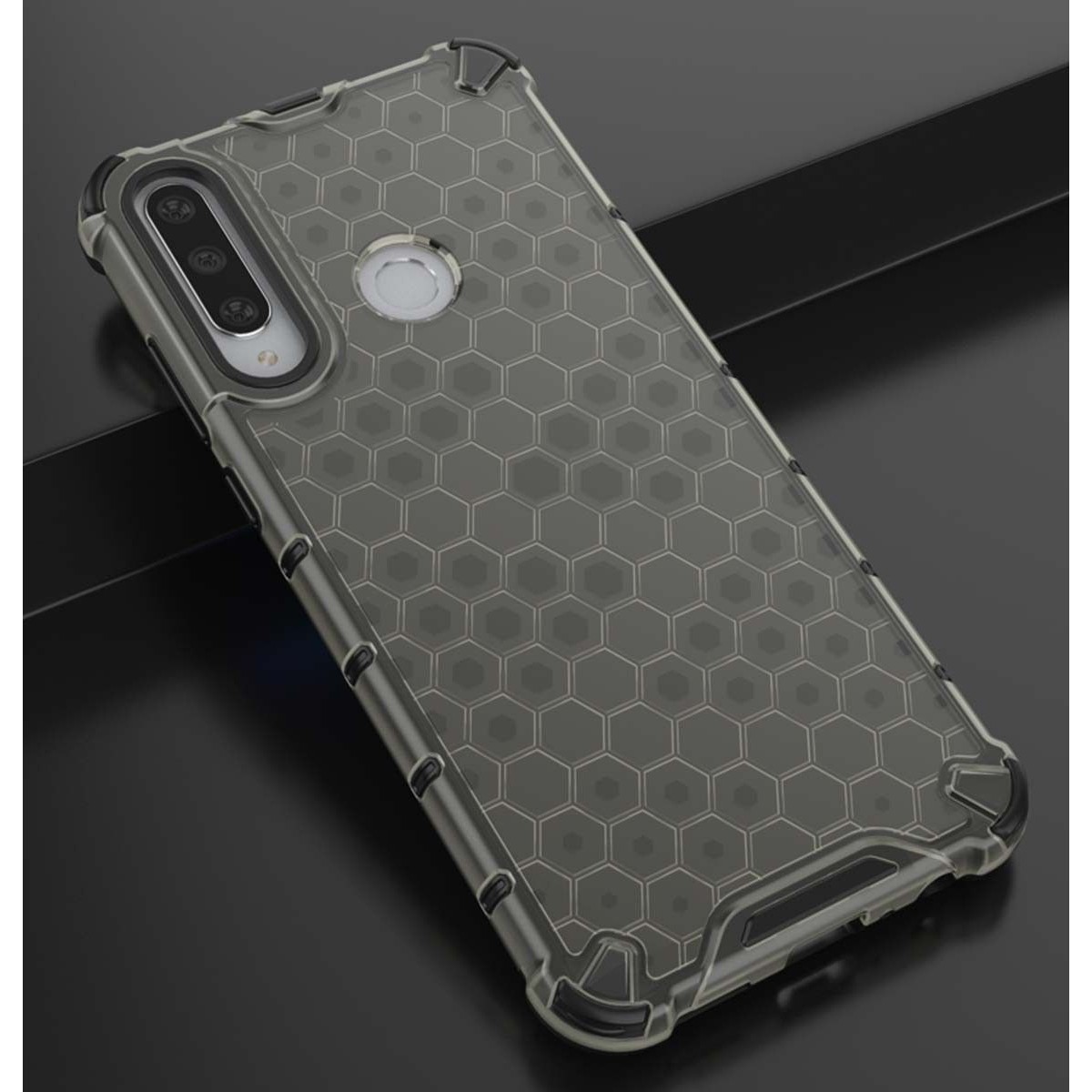 Funda Tipo Honeycomb Armor (Pc+Tpu) Negra para Huawei Y6p