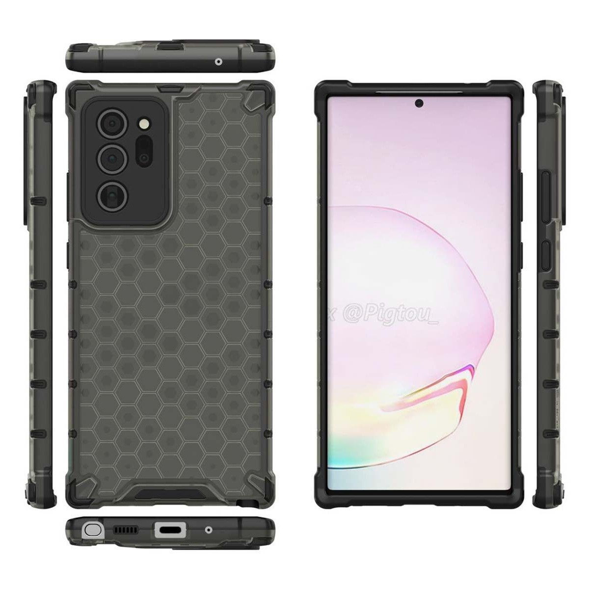 Funda Tipo Honeycomb Armor (Pc+Tpu) Negra para Samsung Galaxy Note 20