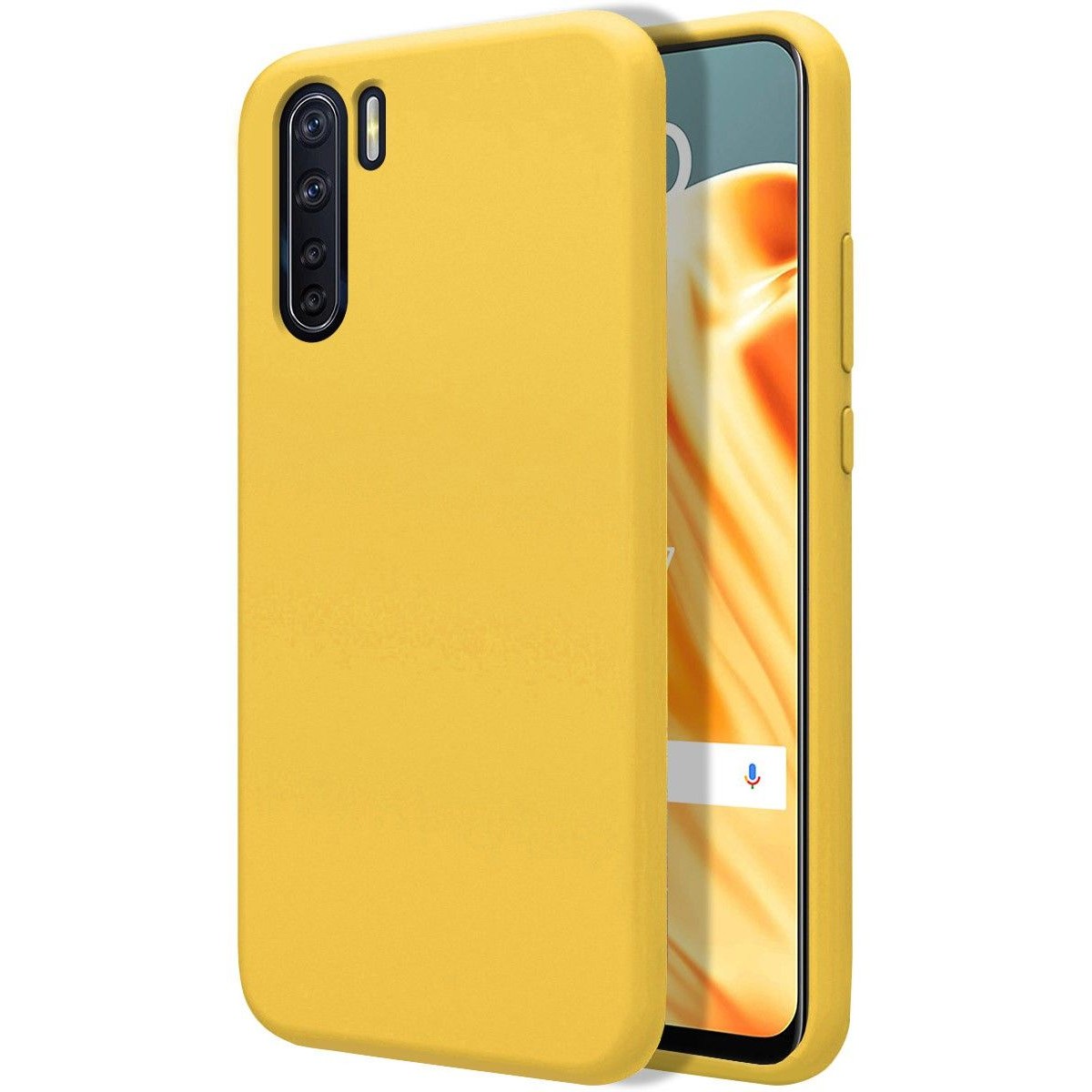 Funda Silicona Líquida Ultra Suave para Oppo A91 color Amarilla