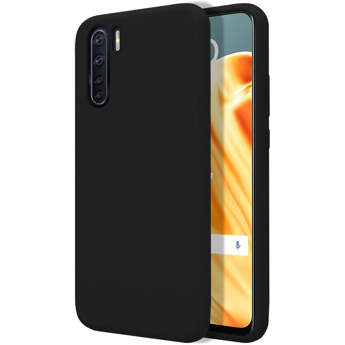 Funda Silicona Líquida Ultra Suave para Oppo A91 color Negra