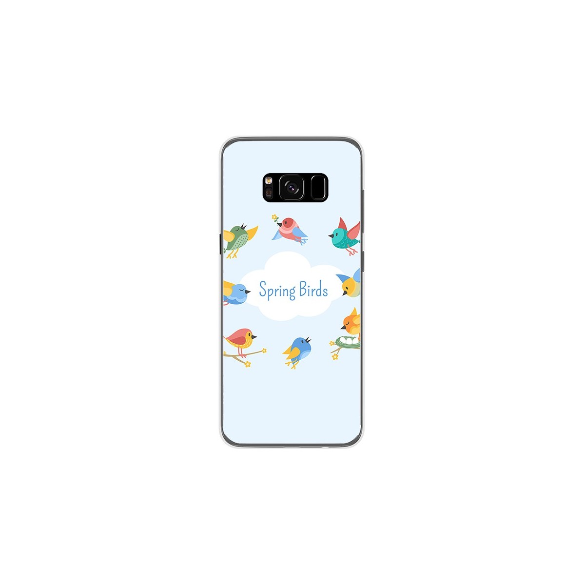 Funda Gel Tpu para Samsung Galaxy S8 Diseño Spring Birds Dibujos