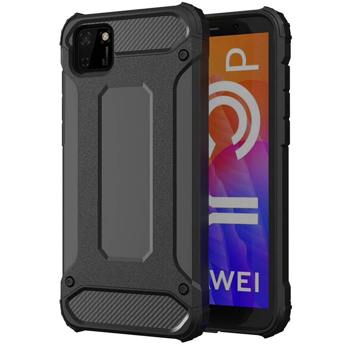 Funda Tipo Hybrid Tough Armor (Pc+Tpu) Negra para Huawei Y5p