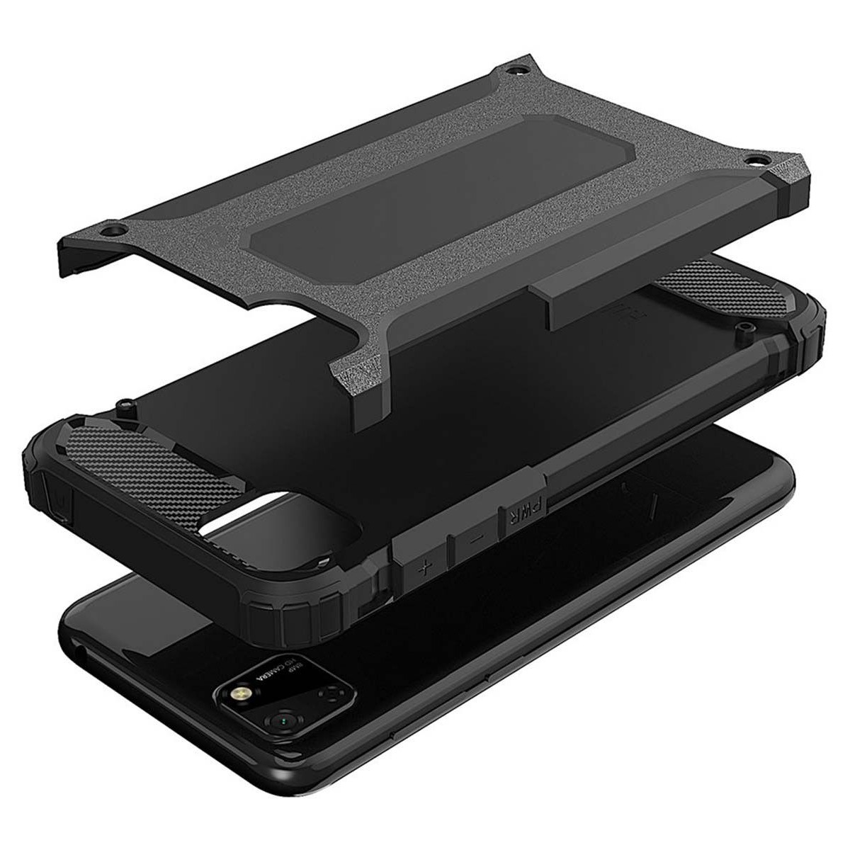 Funda Tipo Hybrid Tough Armor (Pc+Tpu) Negra para Huawei Y5p