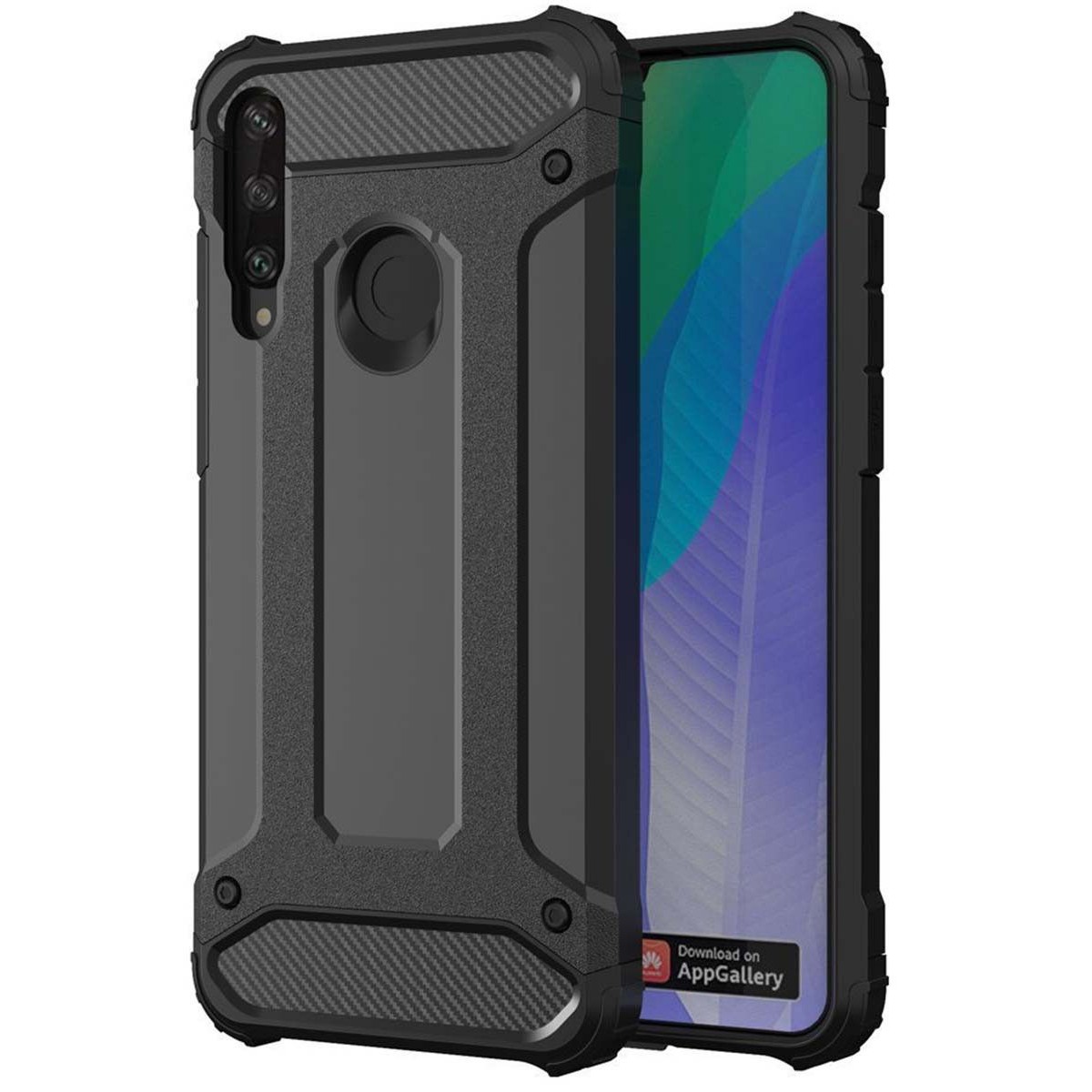 Funda Tipo Hybrid Tough Armor (Pc+Tpu) Negra para Huawei Y6p