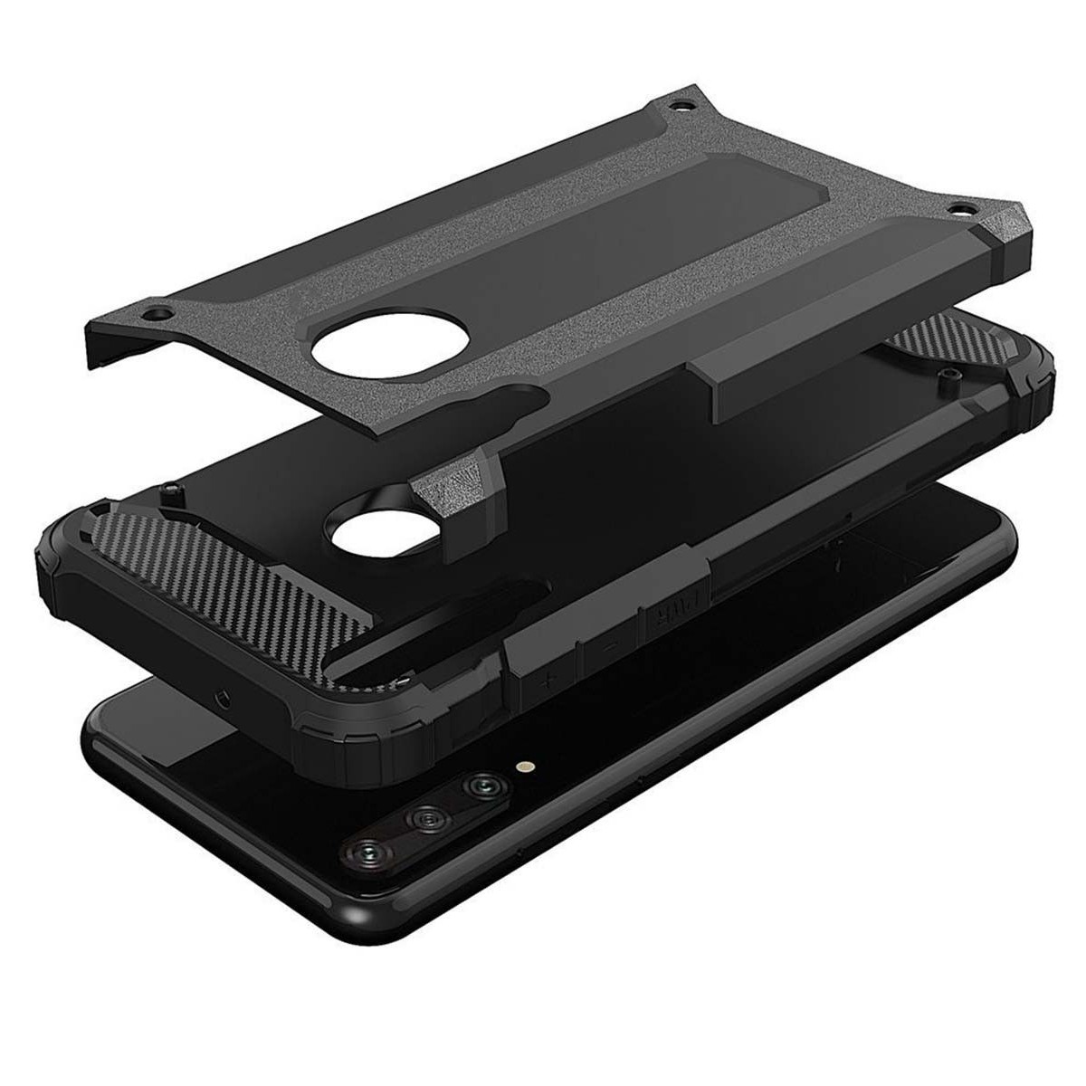 Funda Tipo Hybrid Tough Armor (Pc+Tpu) Negra para Huawei Y6p