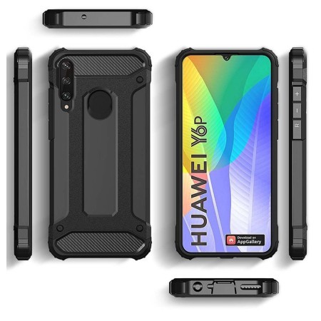 Funda Tipo Hybrid Tough Armor (Pc+Tpu) Negra para Huawei Y6p