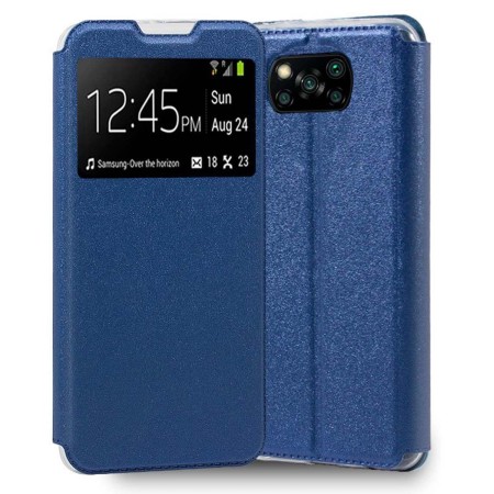 Funda Libro Soporte con Ventana para Xiaomi POCO X3 NFC / X3 PRO color Azul