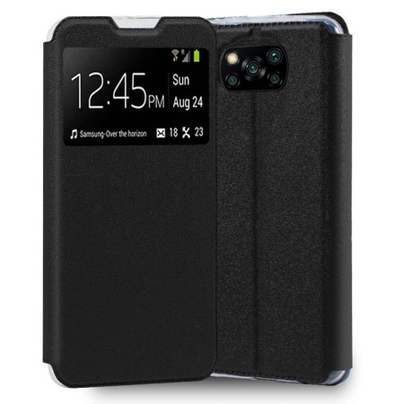 Funda Libro Soporte con Ventana para Xiaomi POCO X3 NFC / X3 PRO color Negra