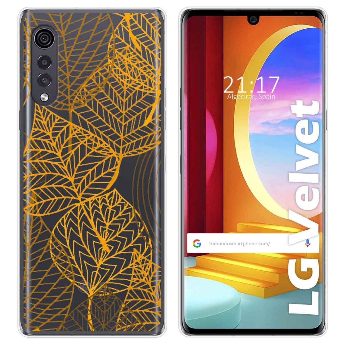 Funda Gel Transparente para LG Velvet 5G diseño Hojas Dibujos