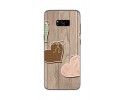 Funda Gel Tpu para Samsung Galaxy S8 Plus Diseño Corazones Madera Dibujos