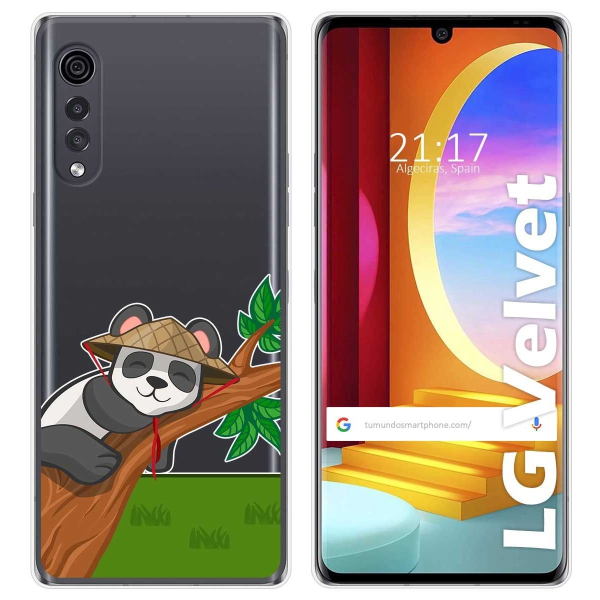 Funda Gel Transparente para LG Velvet 5G diseño Panda Dibujos