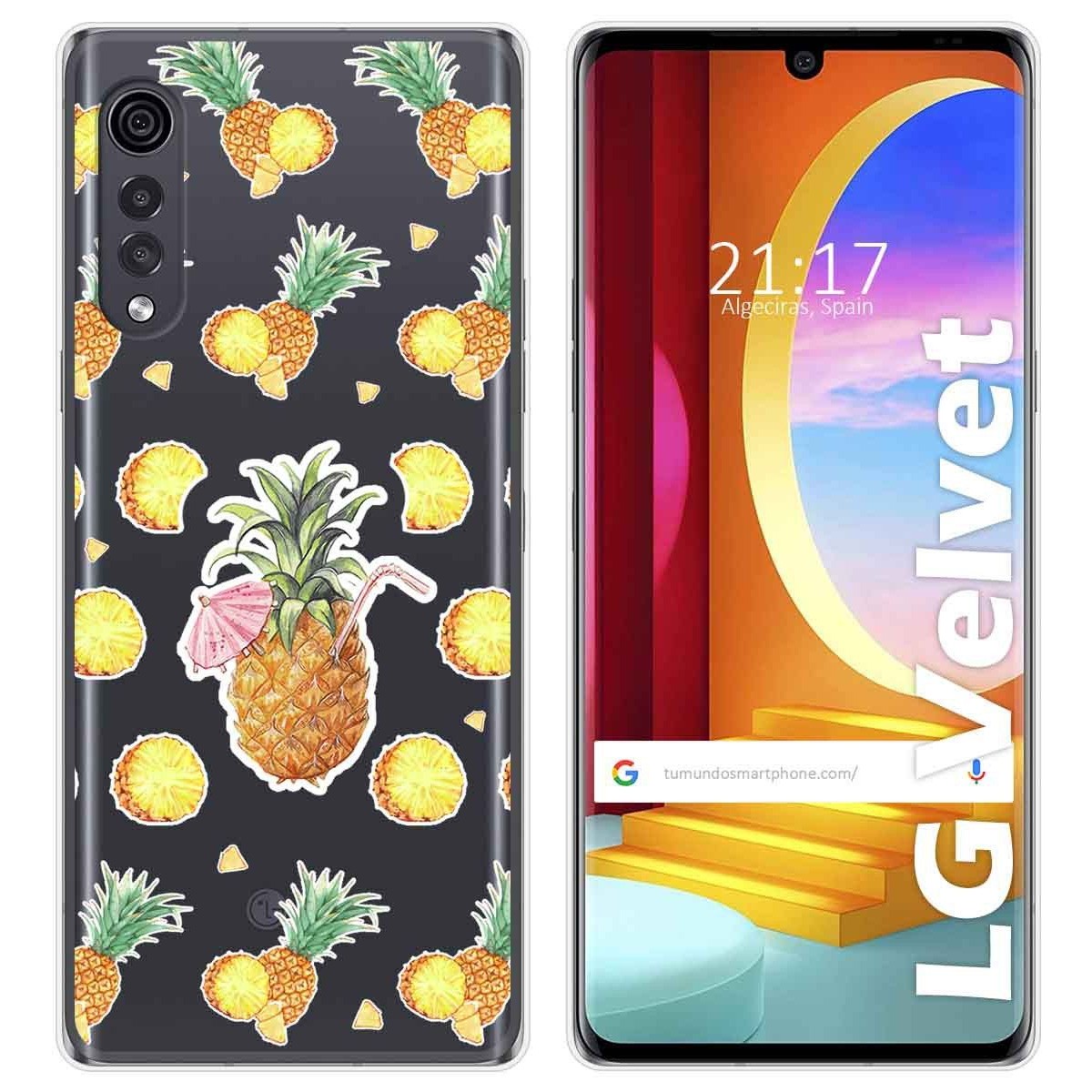 Funda Gel Transparente para LG Velvet 5G diseño Piña Dibujos