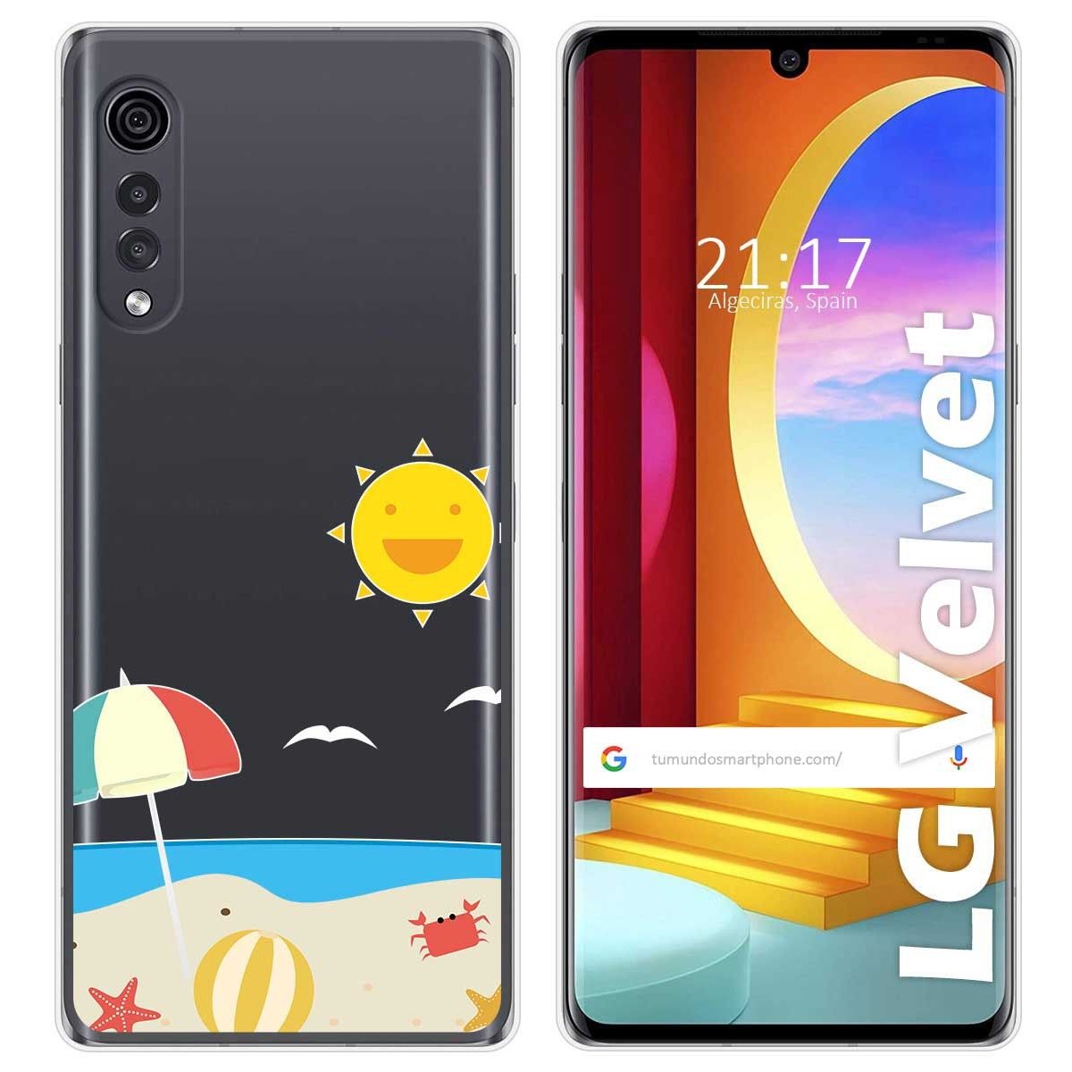 Funda Gel Transparente para LG Velvet 5G diseño Playa Dibujos