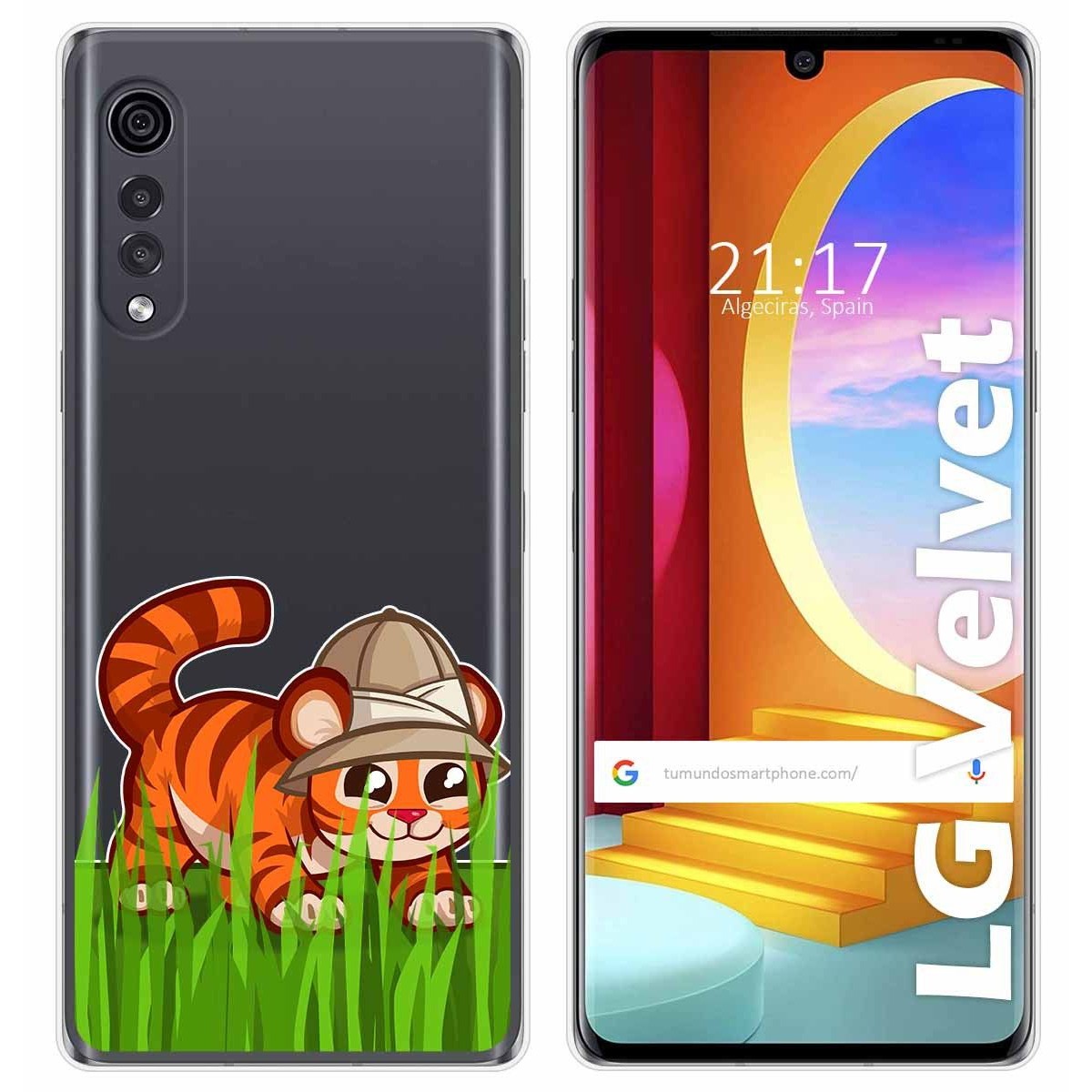 Funda Gel Transparente para LG Velvet 5G diseño Tigre Dibujos