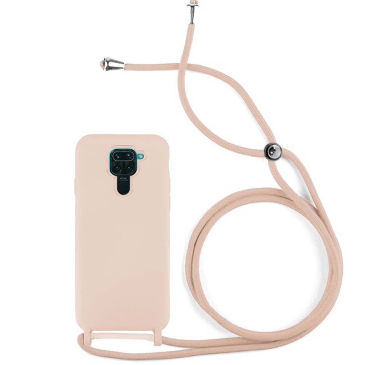 Funda Silicona Líquida con Cordón para Xiaomi Redmi Note 9 color Rosa
