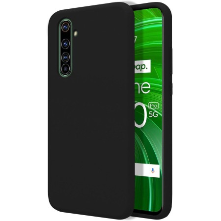 Funda Silicona Líquida Ultra Suave para Realme X50 Pro 5G color Negra