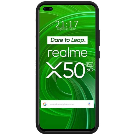 Funda Silicona Líquida Ultra Suave para Realme X50 Pro 5G color Negra