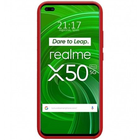 Funda Silicona Líquida Ultra Suave para Realme X50 Pro 5G color Roja