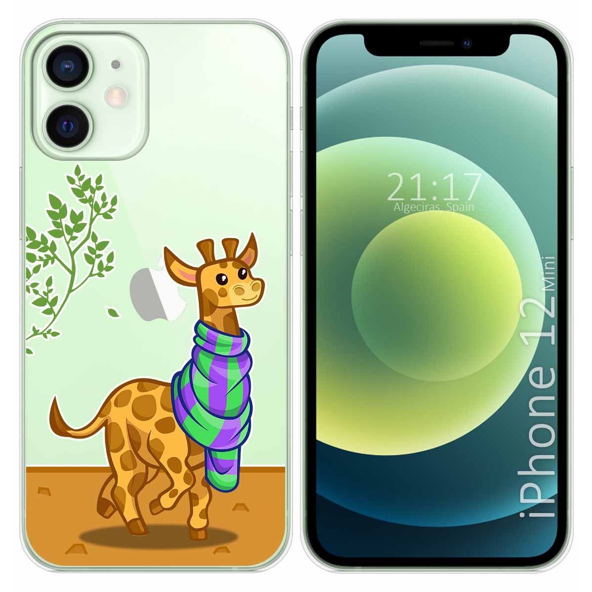 Funda Gel Transparente para Iphone 12 Mini (5.4) diseño Jirafa Dibujos