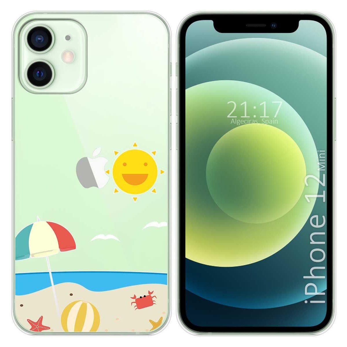 Funda Gel Transparente para Iphone 12 Mini (5.4) diseño Playa Dibujos