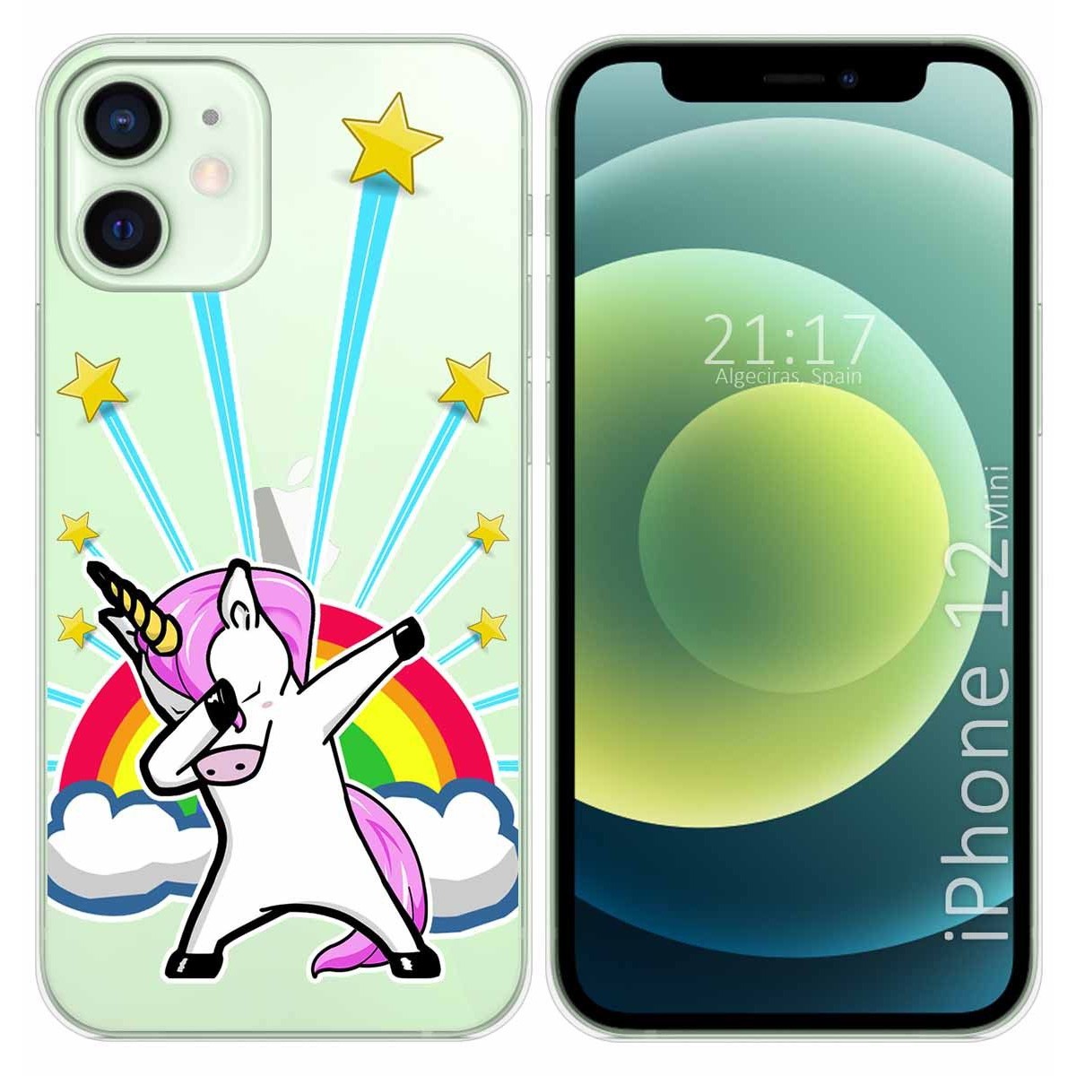 Funda Gel Transparente para Iphone 12 Mini (5.4) diseño Unicornio Dibujos