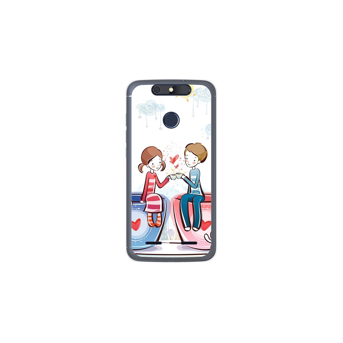 Funda Gel Tpu para Zte Blade V8 Lite Diseño Cafe Dibujos