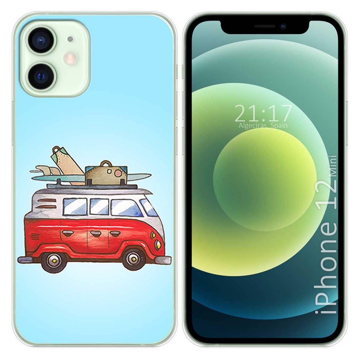 Funda iPhone 12 mini y 2 protectores de pantalla - Silicona - Verde
