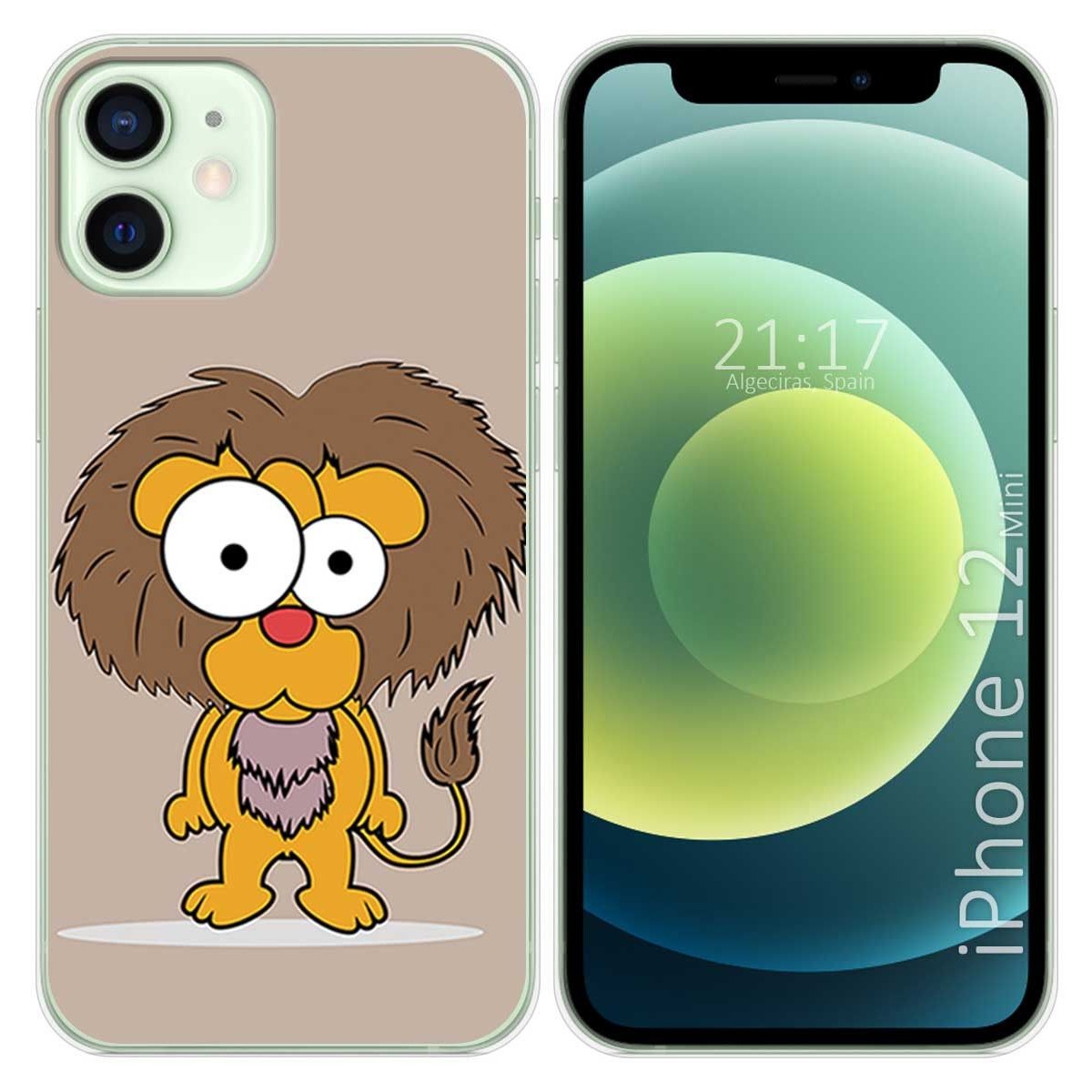 Funda Gel Tpu para Iphone 12 Mini (5.4) diseño Leon Dibujos