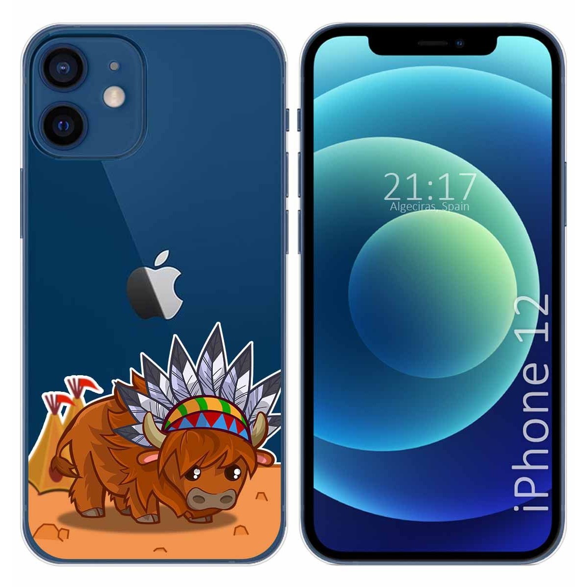 Funda Gel Transparente para Iphone 12 / 12 Pro (6.1) diseño Bufalo Dibujos