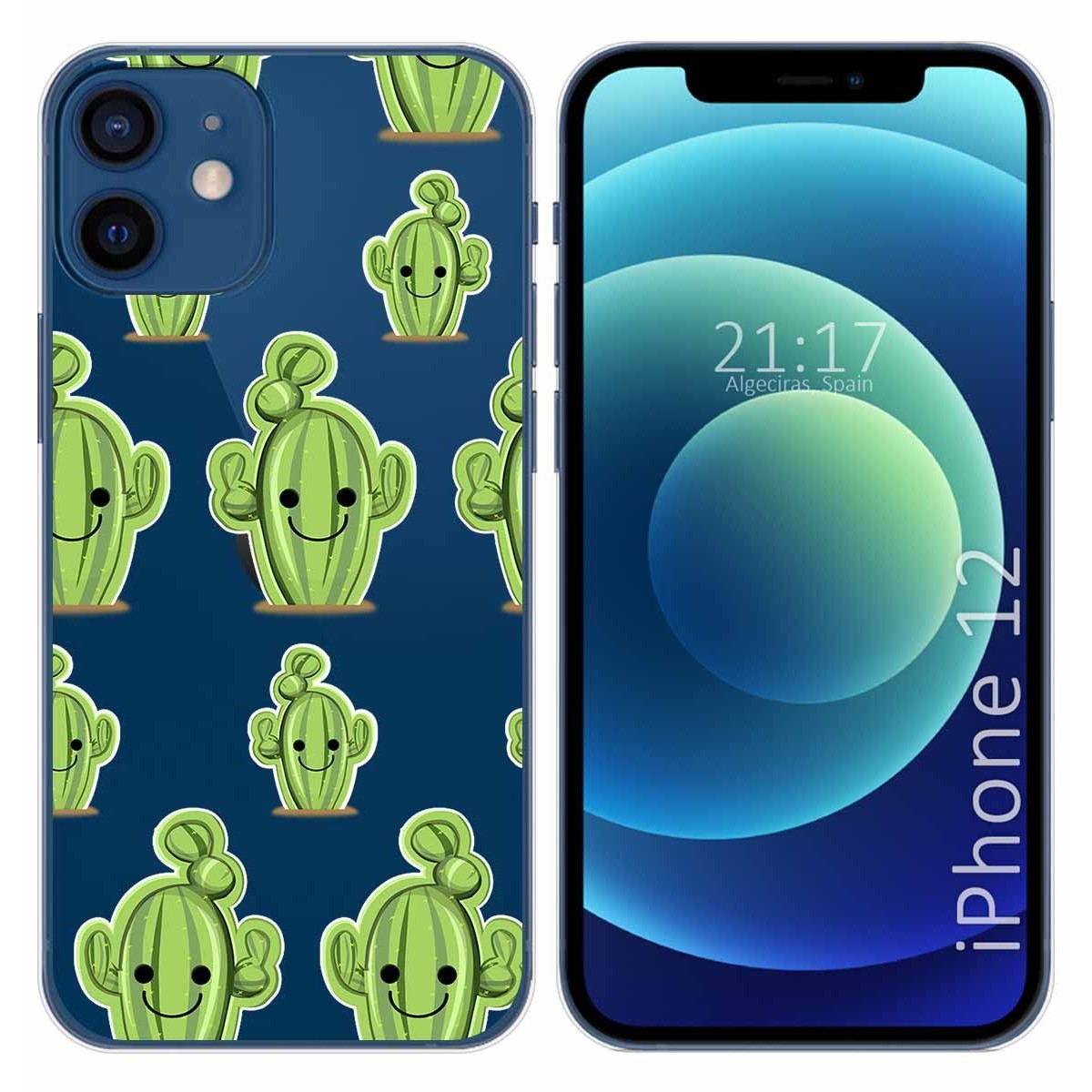 Funda Gel Transparente para Iphone 12 / 12 Pro (6.1) diseño Cactus Dibujos