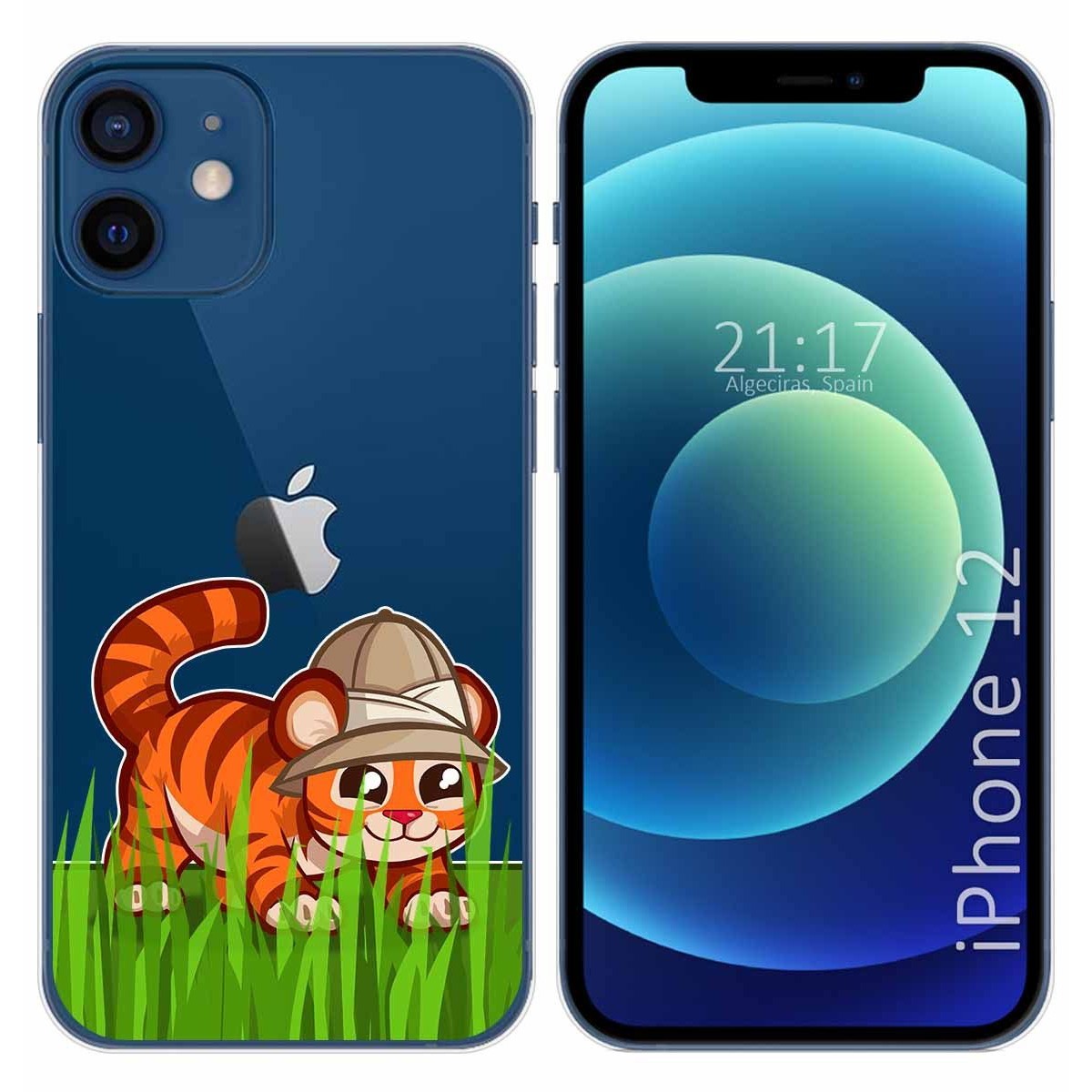 Funda Gel Transparente para Iphone 12 / 12 Pro (6.1) diseño Tigre Dibujos