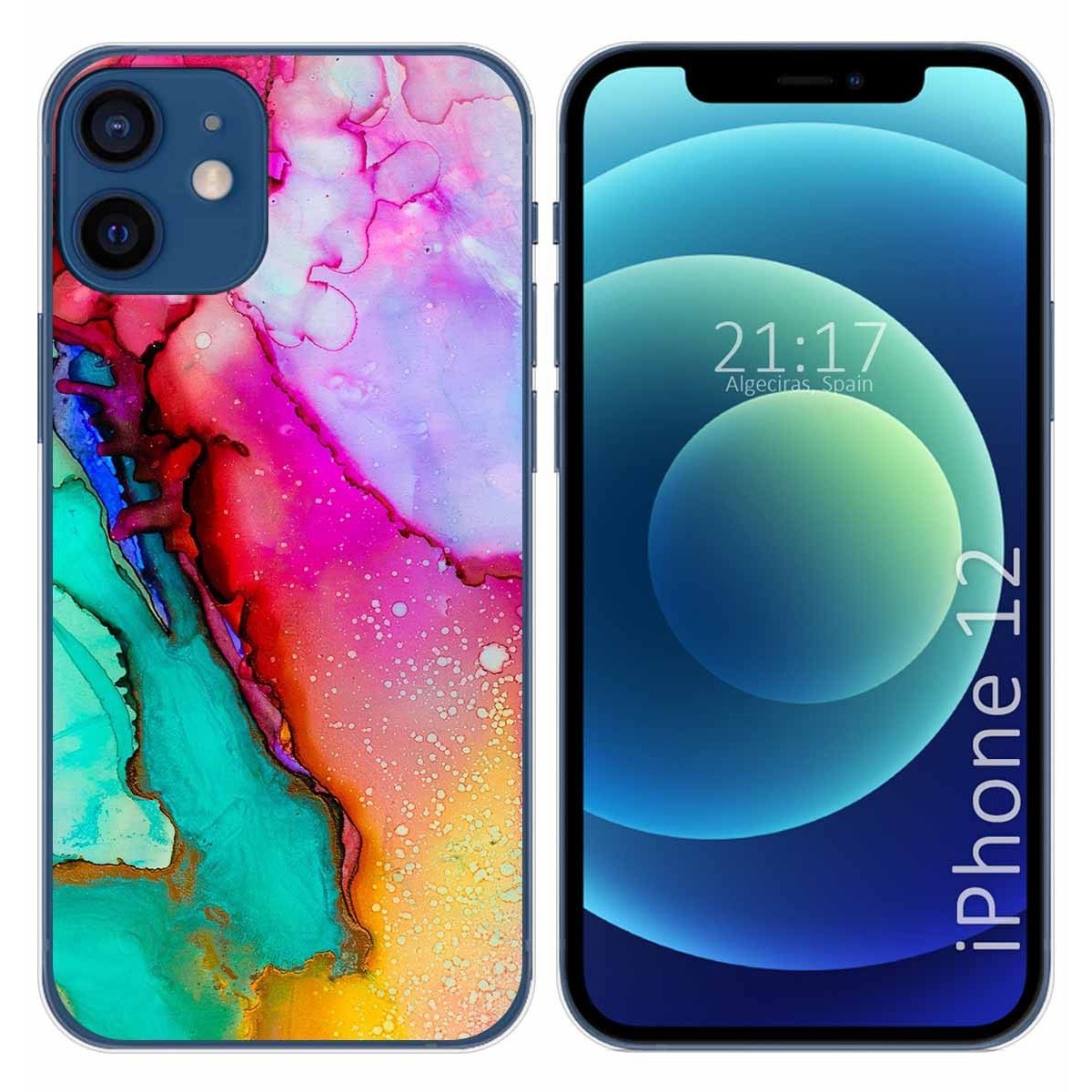 Funda Gel Tpu para Iphone 12 / 12 Pro (6.1) diseño Mármol 15 Dibujos