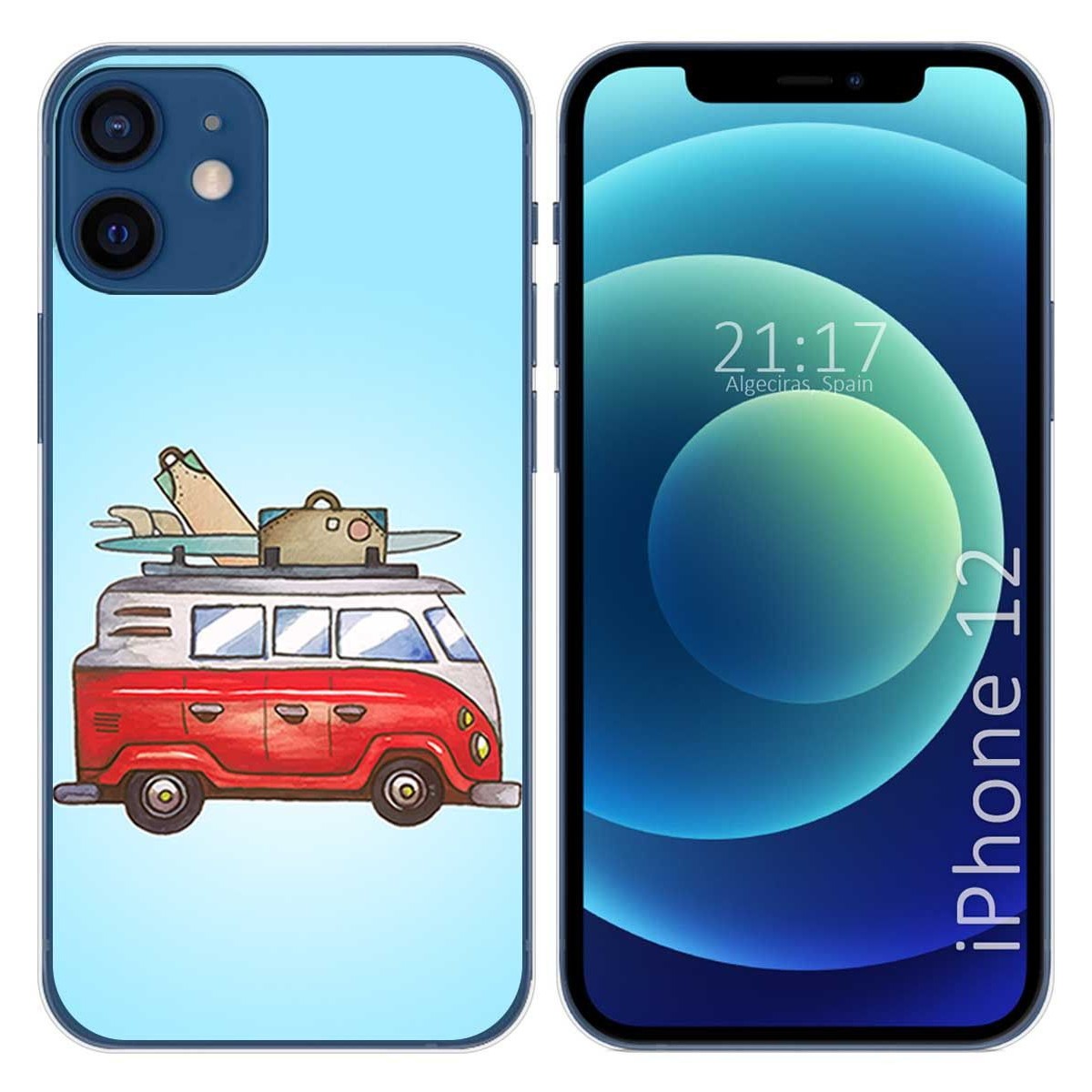 Funda Gel Tpu para Iphone 12 / 12 Pro (6.1) diseño Furgoneta Dibujos