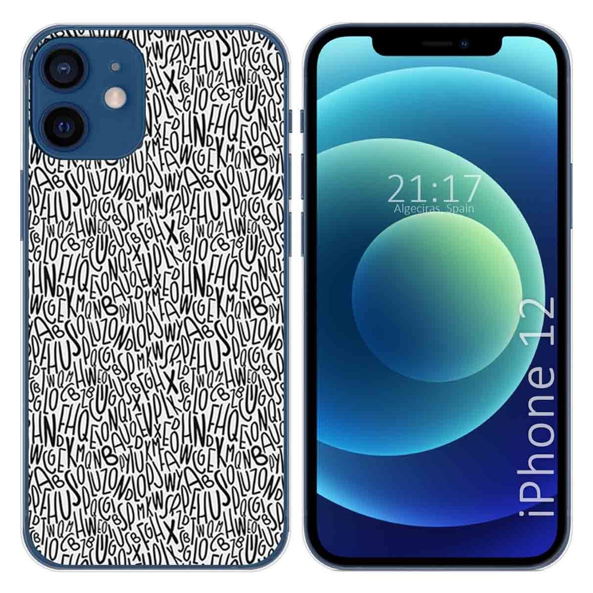 Funda Gel Tpu para Iphone 12 / 12 Pro (6.1) diseño Letras Dibujos