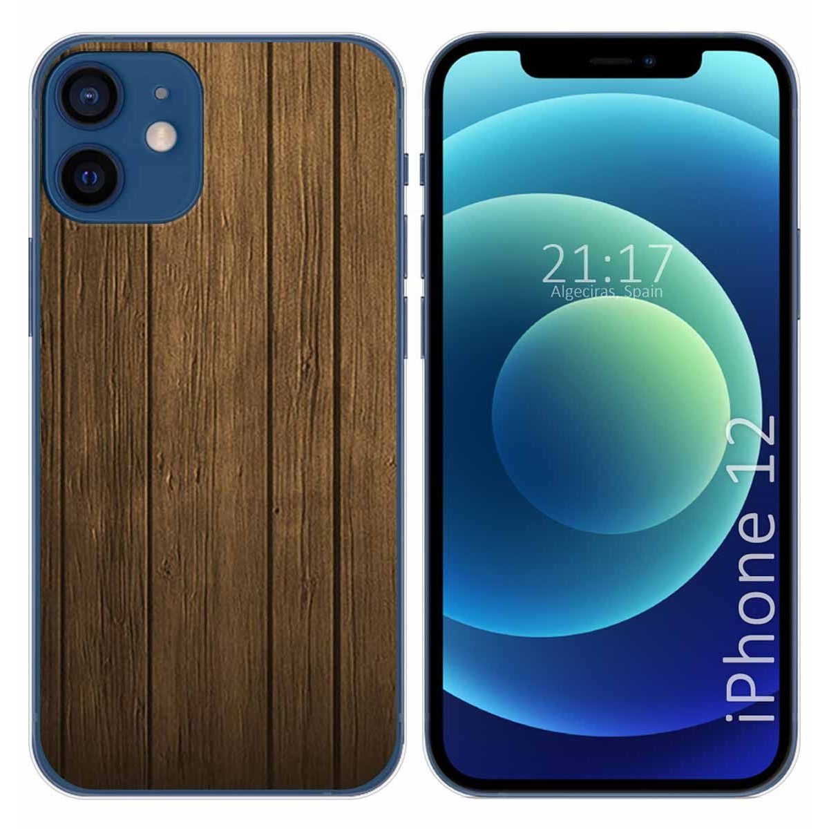 Funda Gel Tpu para Iphone 12 / 12 Pro (6.1) diseño Madera Dibujos
