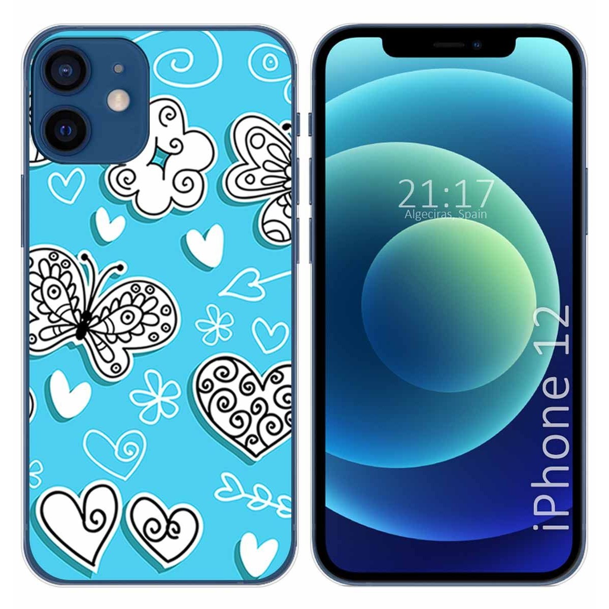 Funda Gel Tpu para Iphone 12 / 12 Pro (6.1) diseño Mariposas Dibujos