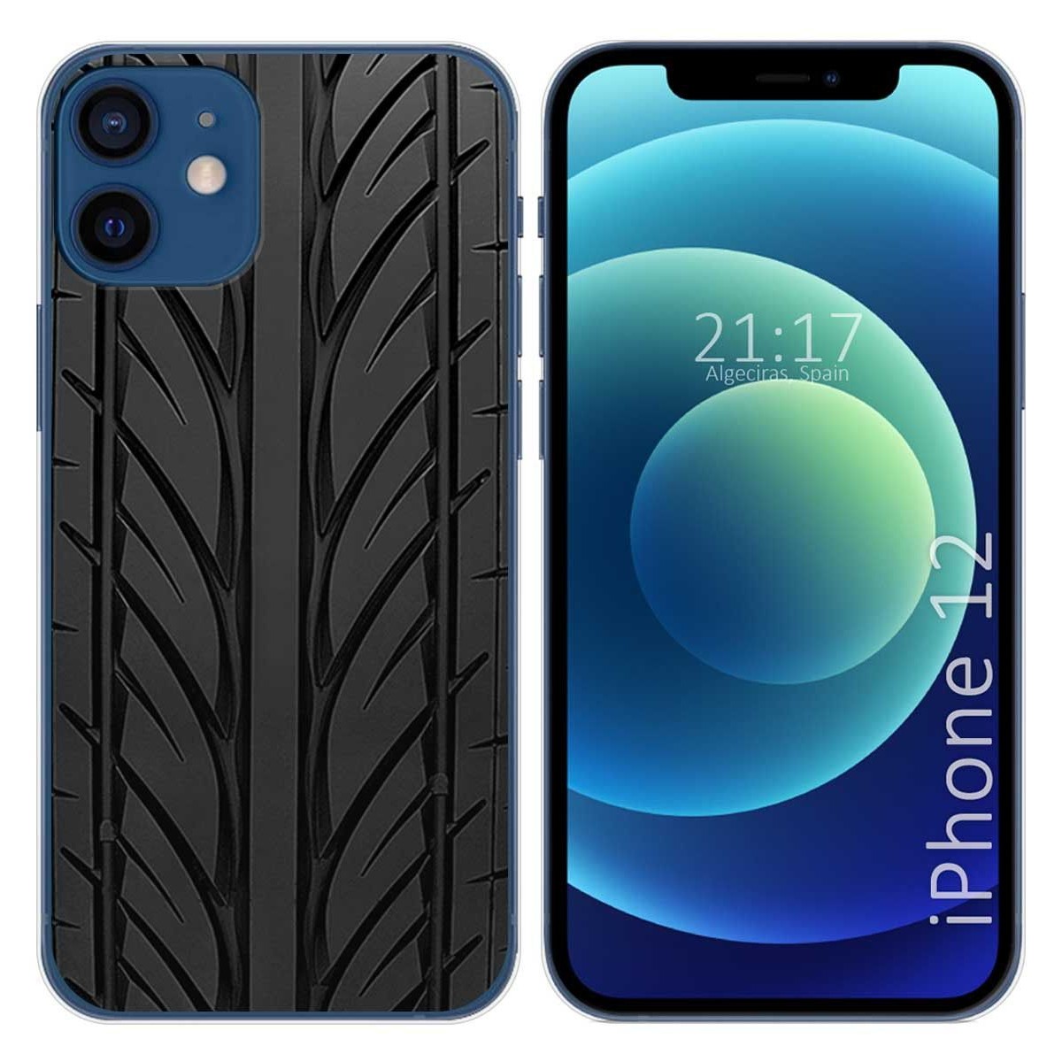 Funda Gel Tpu para Iphone 12 / 12 Pro (6.1) diseño Neumatico Dibujos