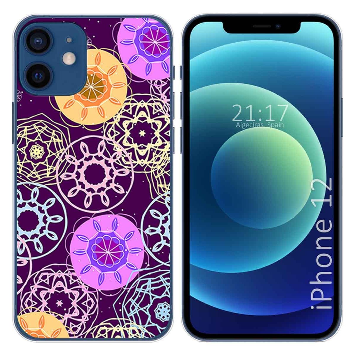 Funda Gel Tpu para Iphone 12 / 12 Pro (6.1) diseño Radial Dibujos