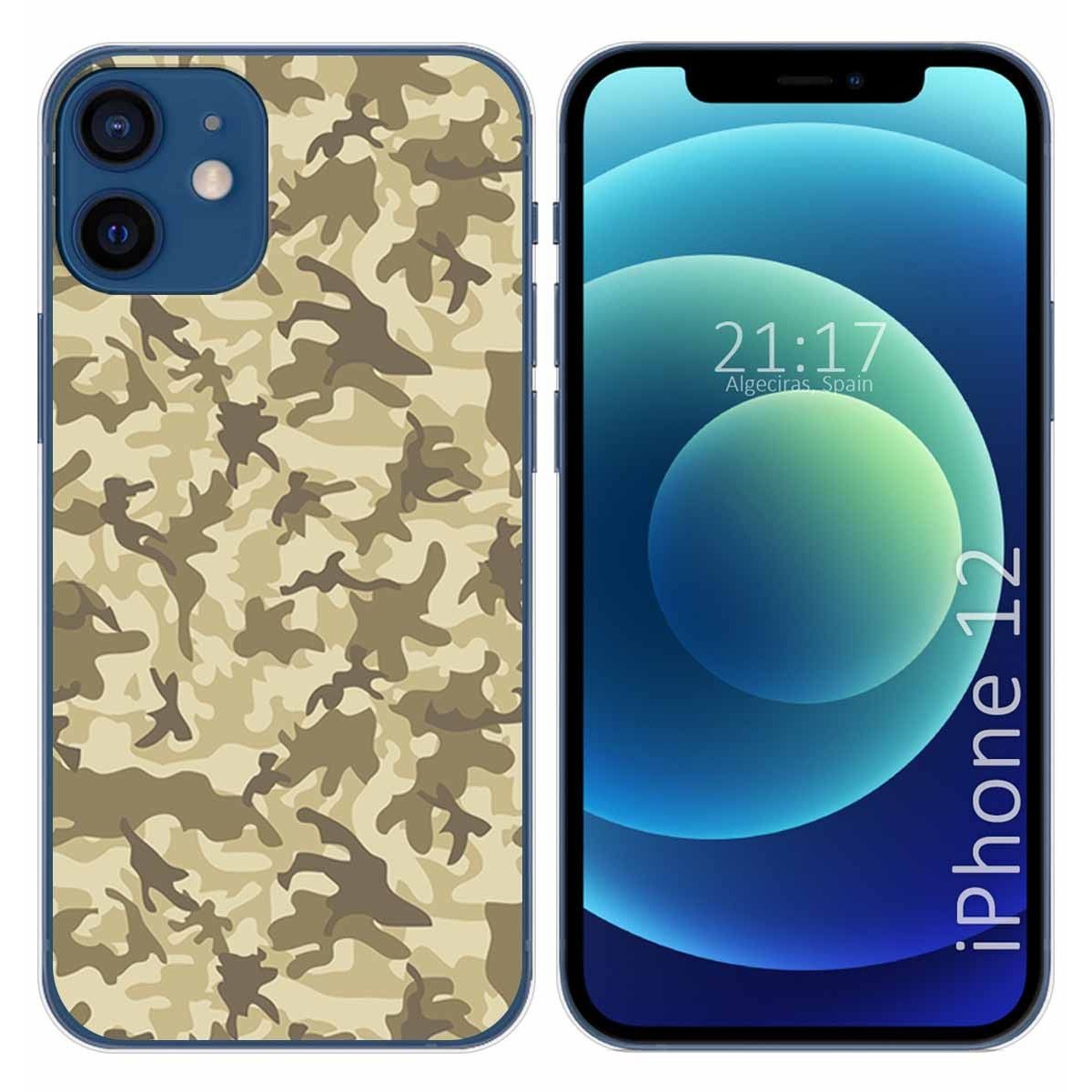 Funda Gel Tpu para Iphone 12 / 12 Pro (6.1) diseño Sand Camuflaje Dibujos