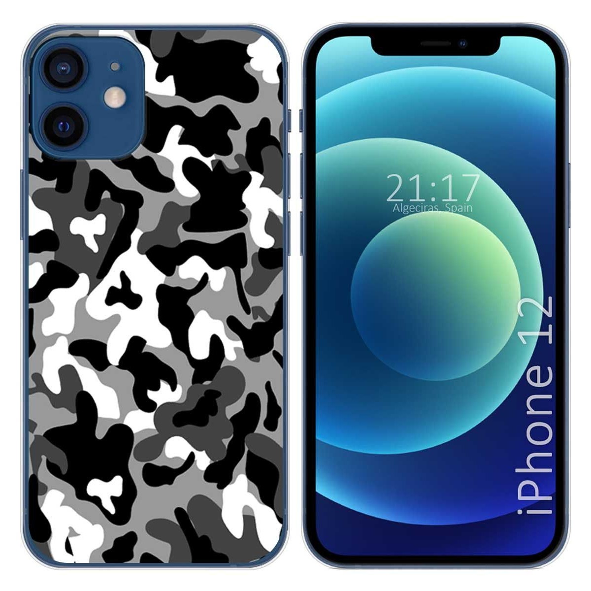 Funda Gel Tpu para Iphone 12 / 12 Pro (6.1) diseño Snow Camuflaje Dibujos