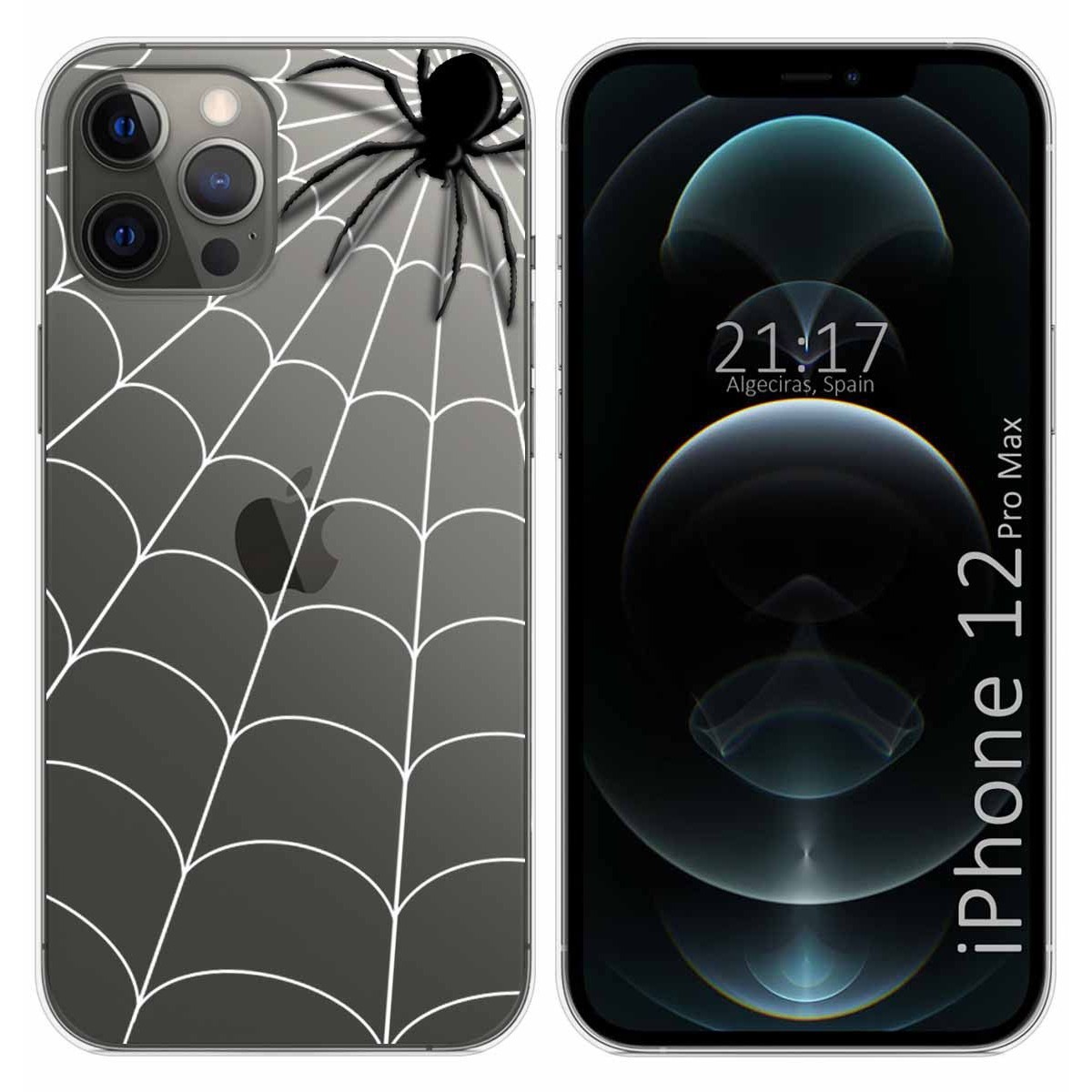 Funda Gel Transparente para Iphone 12 Pro Max (6.7) diseño Araña Dibujos