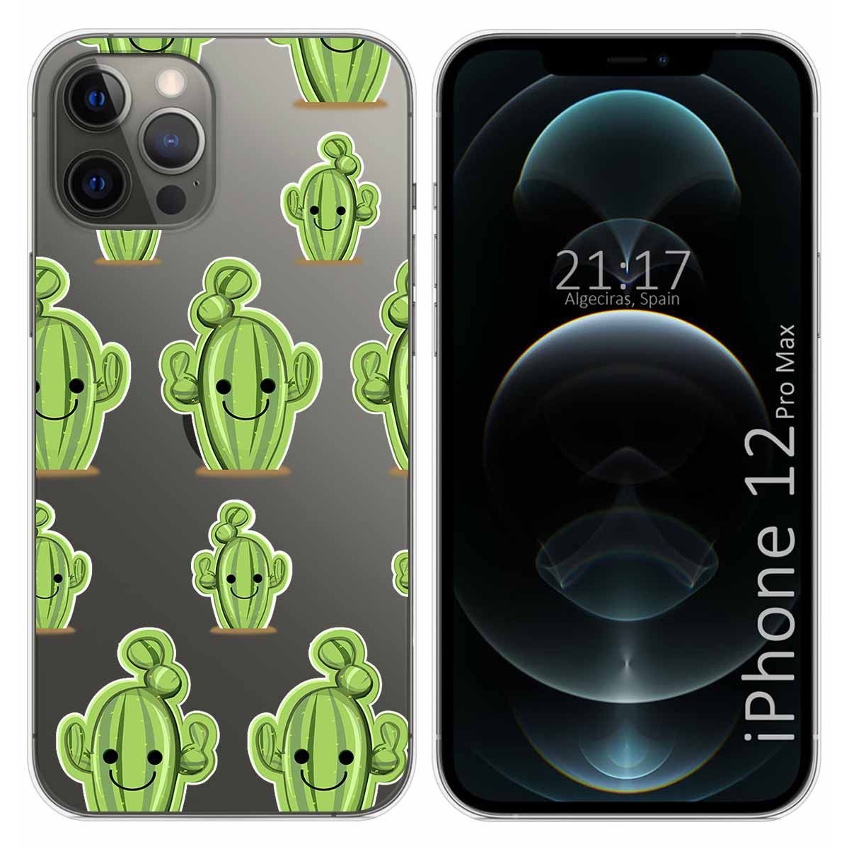 Funda Gel Transparente para Iphone 12 Pro Max (6.7) diseño Cactus Dibujos