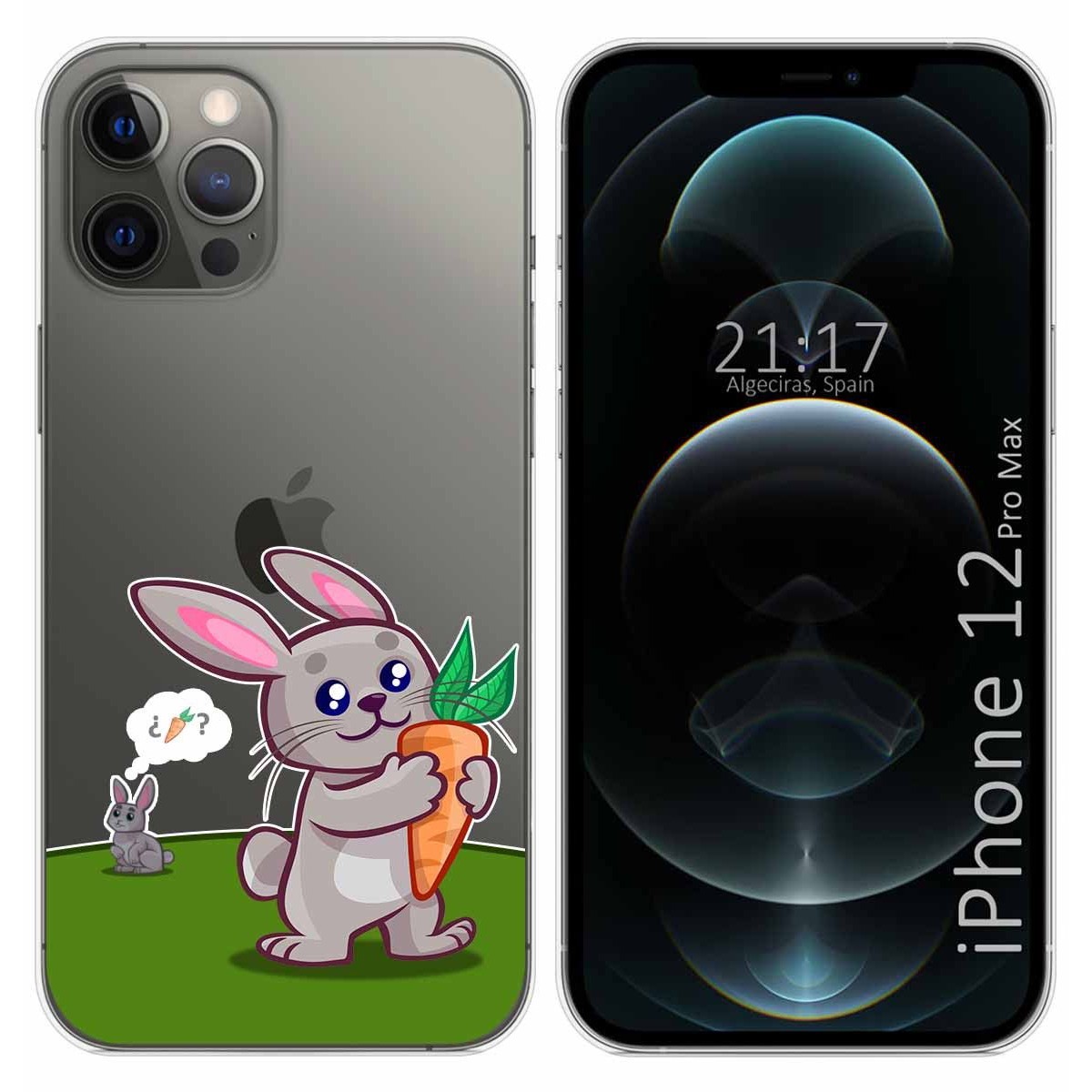 Funda Gel Transparente para Iphone 12 Pro Max (6.7) diseño Conejo Dibujos