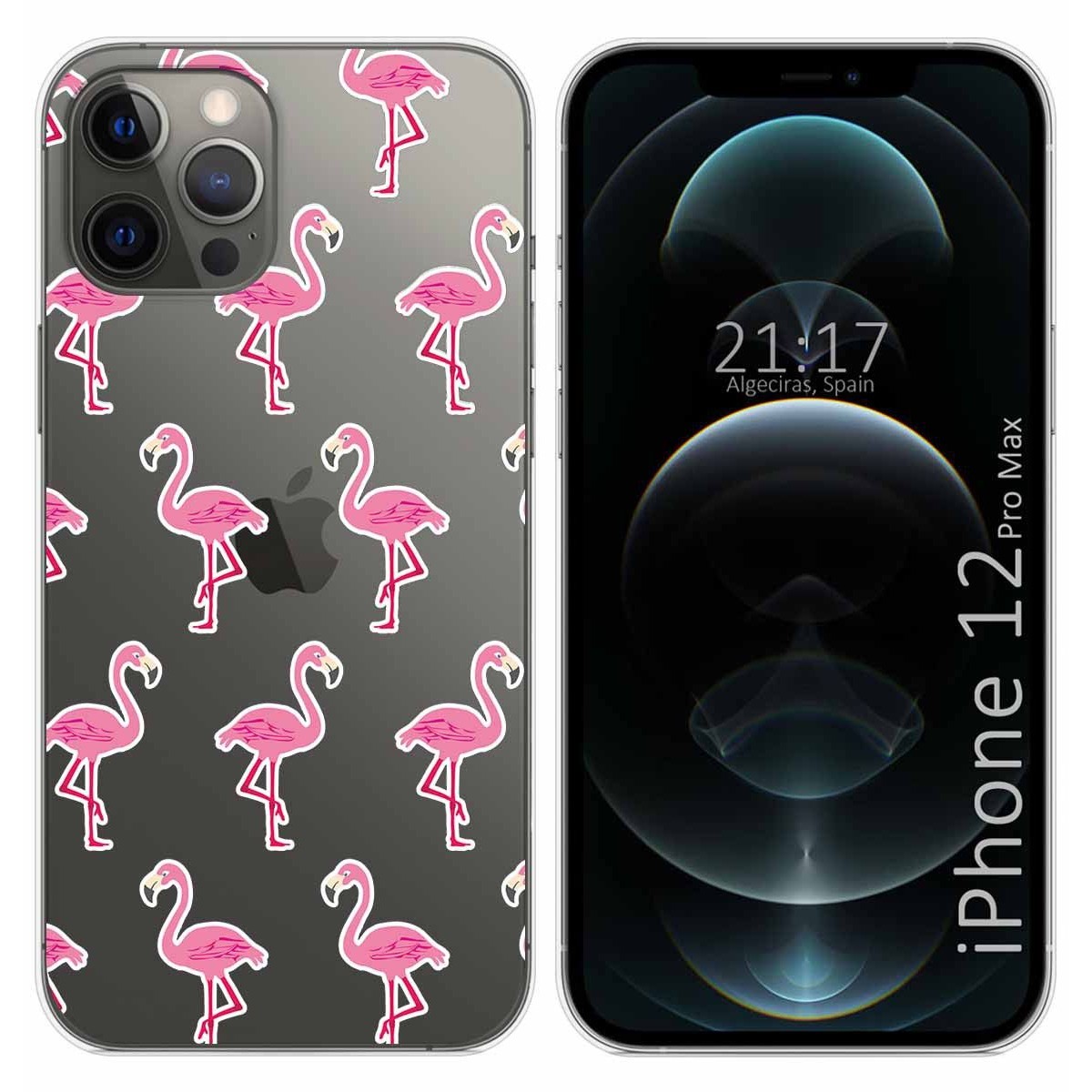 Funda Gel Transparente para Iphone 12 Pro Max (6.7) diseño Flamenco Dibujos