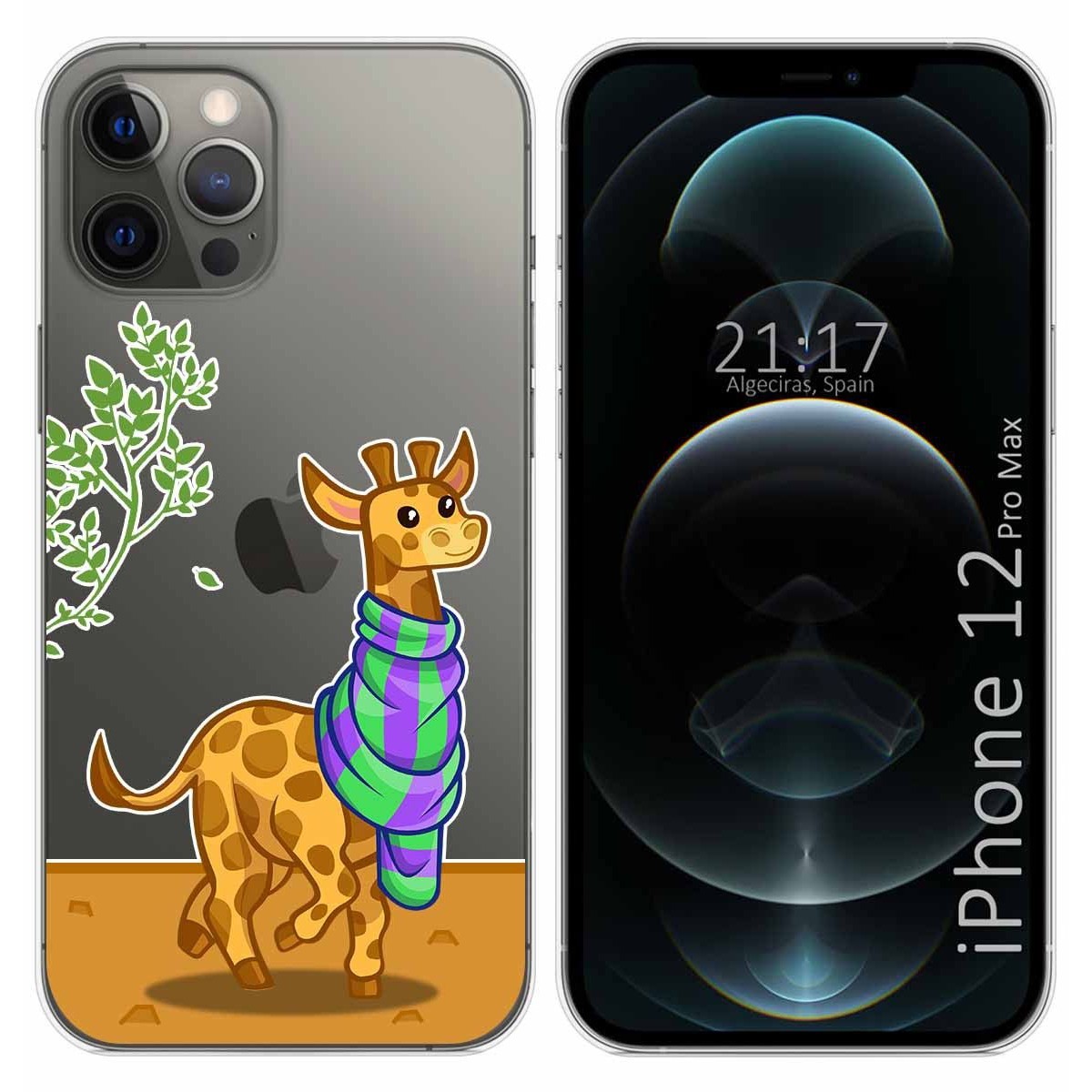 Funda Gel Transparente para Iphone 12 Pro Max (6.7) diseño Jirafa Dibujos
