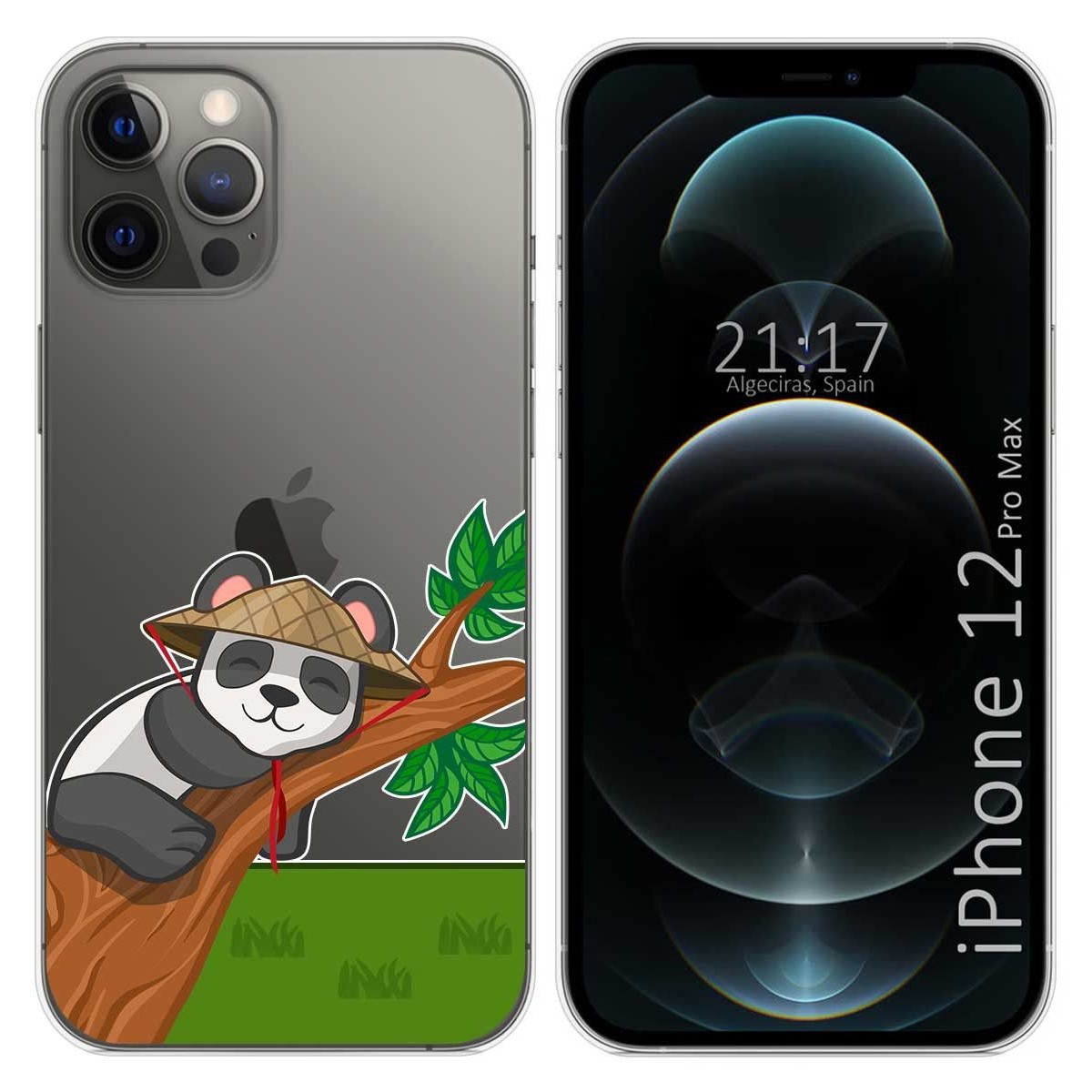 Funda Gel Transparente para Iphone 12 Pro Max (6.7) diseño Panda Dibujos