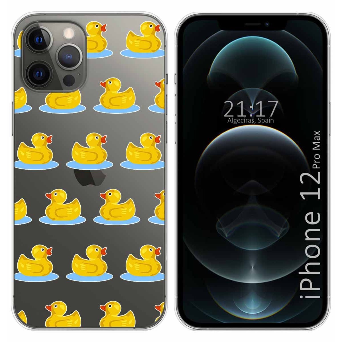 Funda Gel Transparente para Iphone 12 Pro Max (6.7) diseño Pato Dibujos