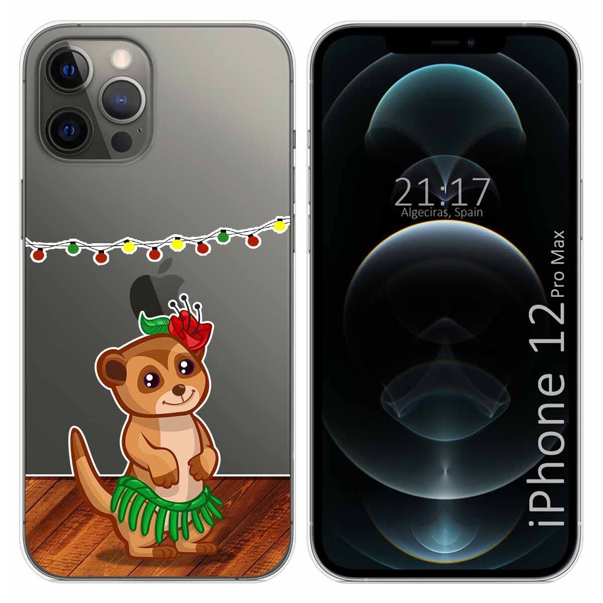 Funda Gel Transparente para Iphone 12 Pro Max (6.7) diseño Suricata Dibujos