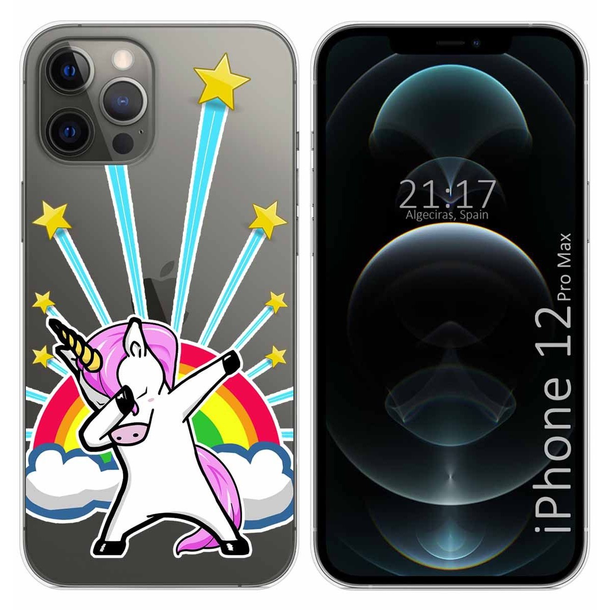 Funda Gel Transparente para Iphone 12 Pro Max (6.7) diseño Unicornio Dibujos