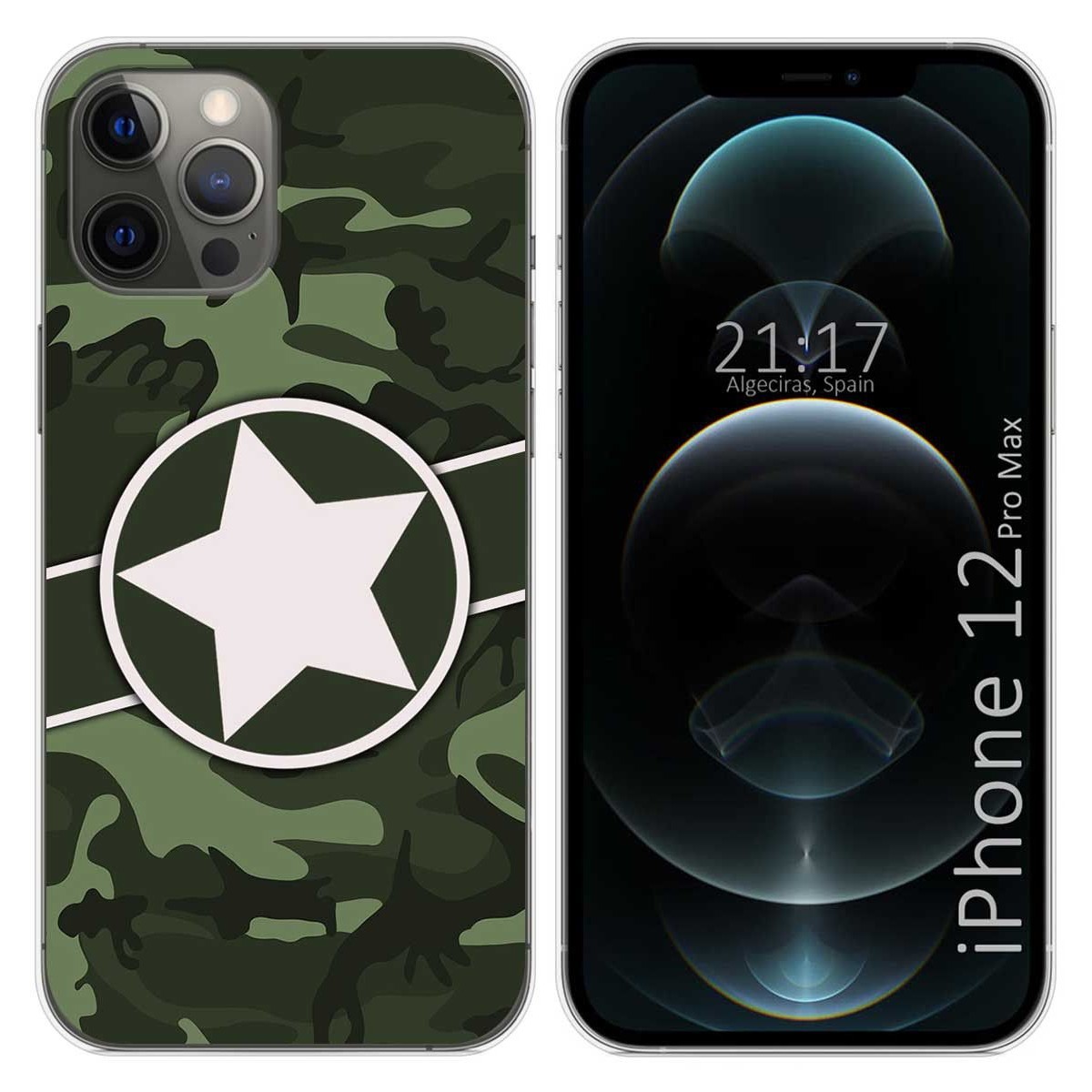 Funda Gel Tpu para Iphone 12 Pro Max (6.7) diseño Camuflaje 01 Dibujos